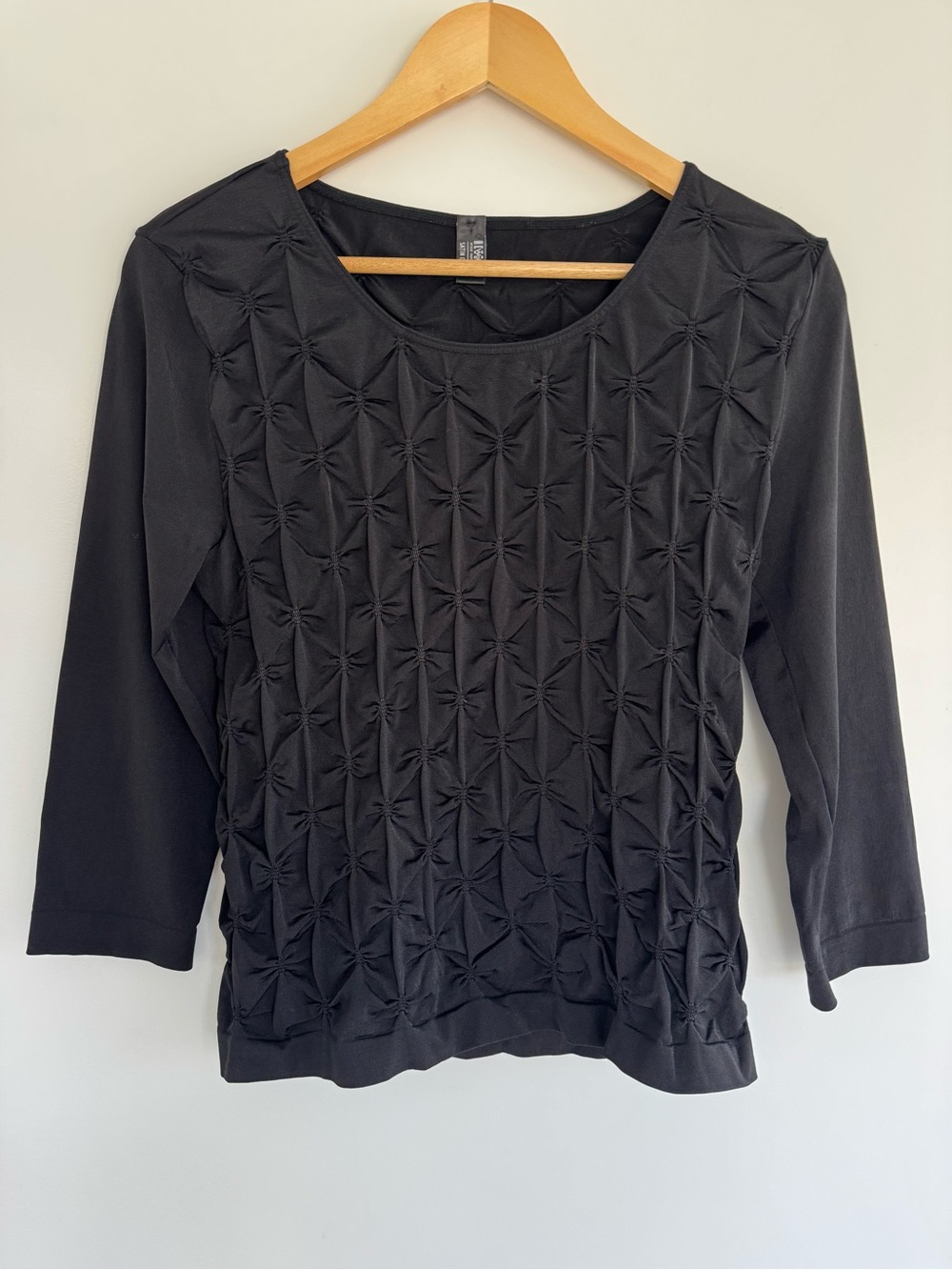 Wolford Satin Opaque Black Textured Longsleeve Top